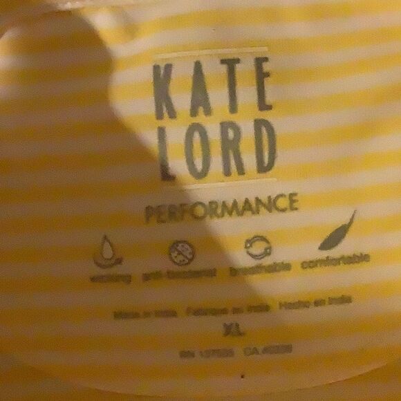 Kate Lord-Yellow Striped Golf Polo Shirt. Excellent Condition Size XL - Picture 3 of 4